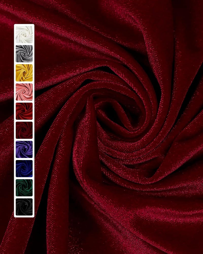 HOTGODEN Stretch Velvet Fabric by The Yard: Wine 63" Wide 1 Yards 95% Polyester 5% Spandex Velvet Fabric for DIY Sewing, Upholstery, Apparel, Costume, Craft - Image 1